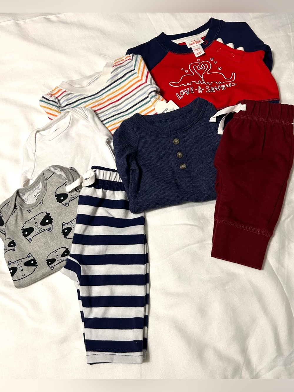 Newborn NB 7-Piece Set FALL Long Sleeve Bodysuits Sweatshirt Pants Bundle NEW